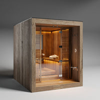 Sauna Personnalisable : L'Évasion Rustique - Vieux bois marron