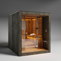 Sauna Personnalisable : L'Évasion Rustique - Vieux bois gris