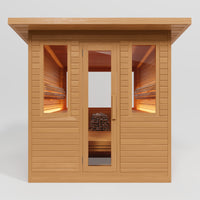 Natural red cedar / Panoramic window + 2 front windows